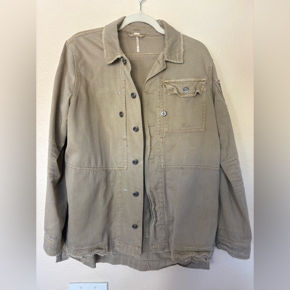 Free People Embellished Military Utility Jacket - Khaki Tan Like New Small - Picture 5 of 12